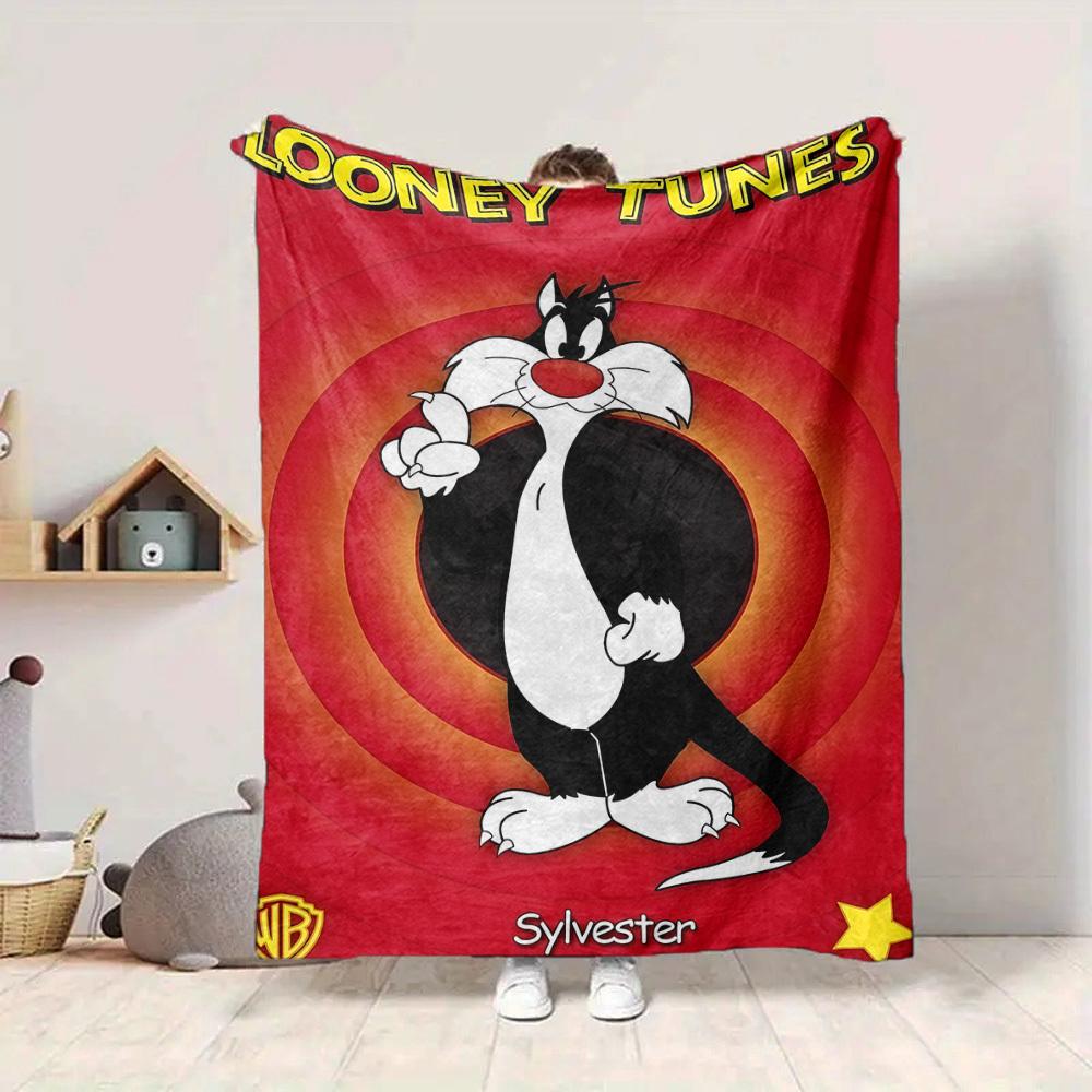 1 шт. Фланелевое покрывало Looney Tunes с персонажами мультфильмов - Легкое, Мягкое, Теплое, Всесезонное покрывало для дивана, кровати, путешествий, кемпинга L1029164