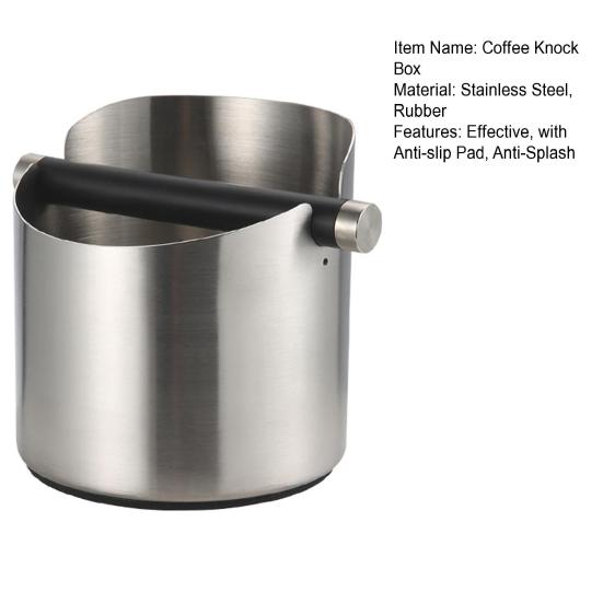 Кофейный стаканчик Knock Box Простота использования Удобная очистка Съемная перекладина с противоскользящей накладкой Защита от брызг Скошенный дизайн Нержавеющая сталь Espresso Knock