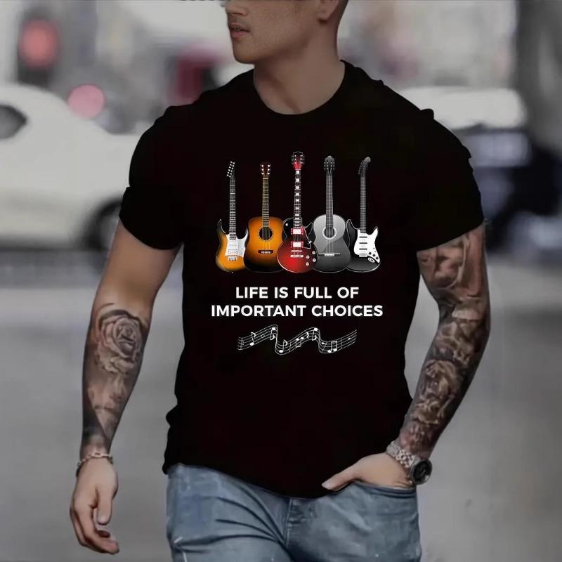 3D цифровая печать букв и музыки летний круглый вырез с короткими рукавами футболка мужской топ