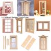Кукольные аксессуары DIY Двойное окно Кукольный домик Окно Кукольная мебель Стеклянная пластина Деревянная рамка
