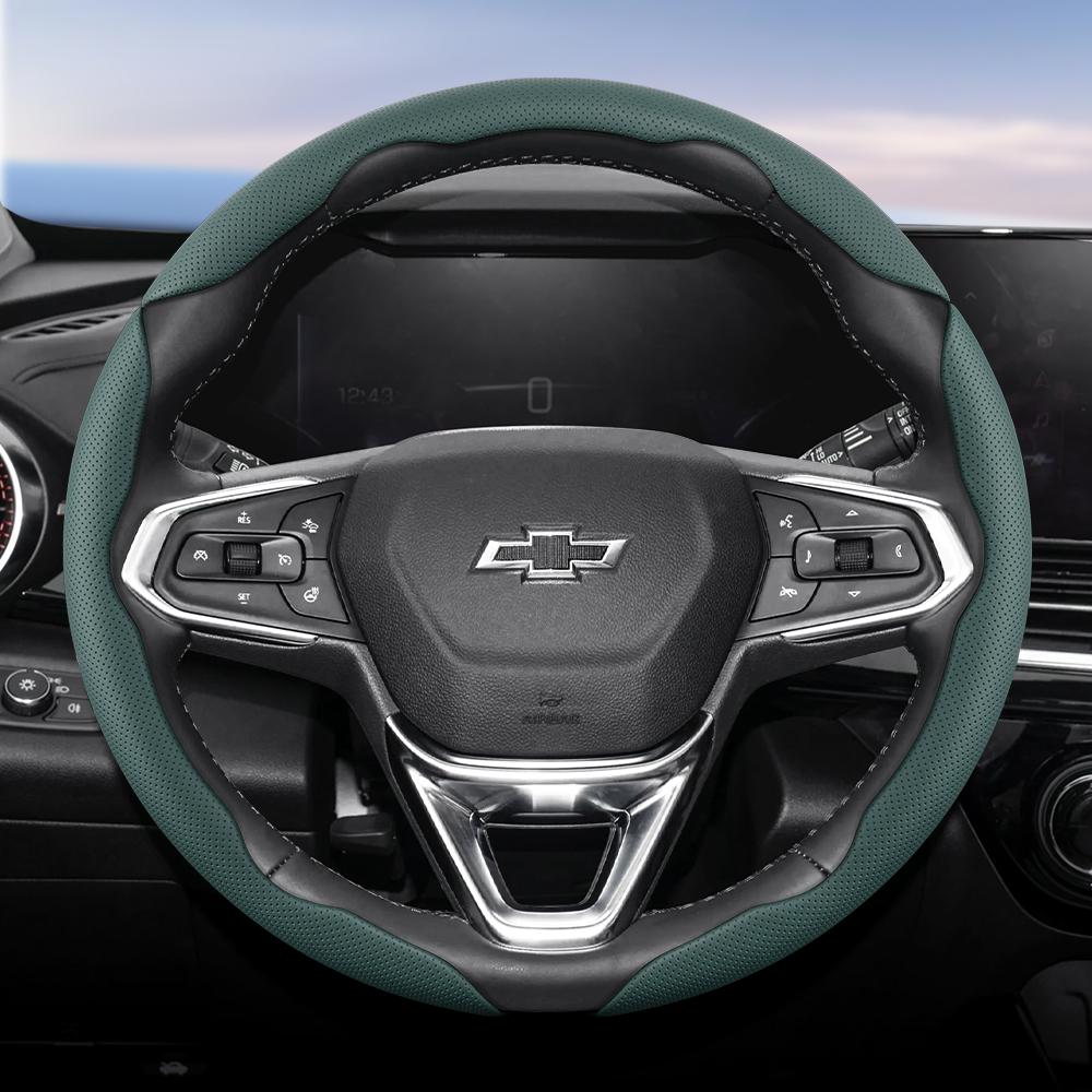 AABHN1 Suitable for Chevrolet Breathable Holes Leather Steering Wheel Cover Segmented Quick Release Design Non-Slip and Durable Cruze Spark Captiva
