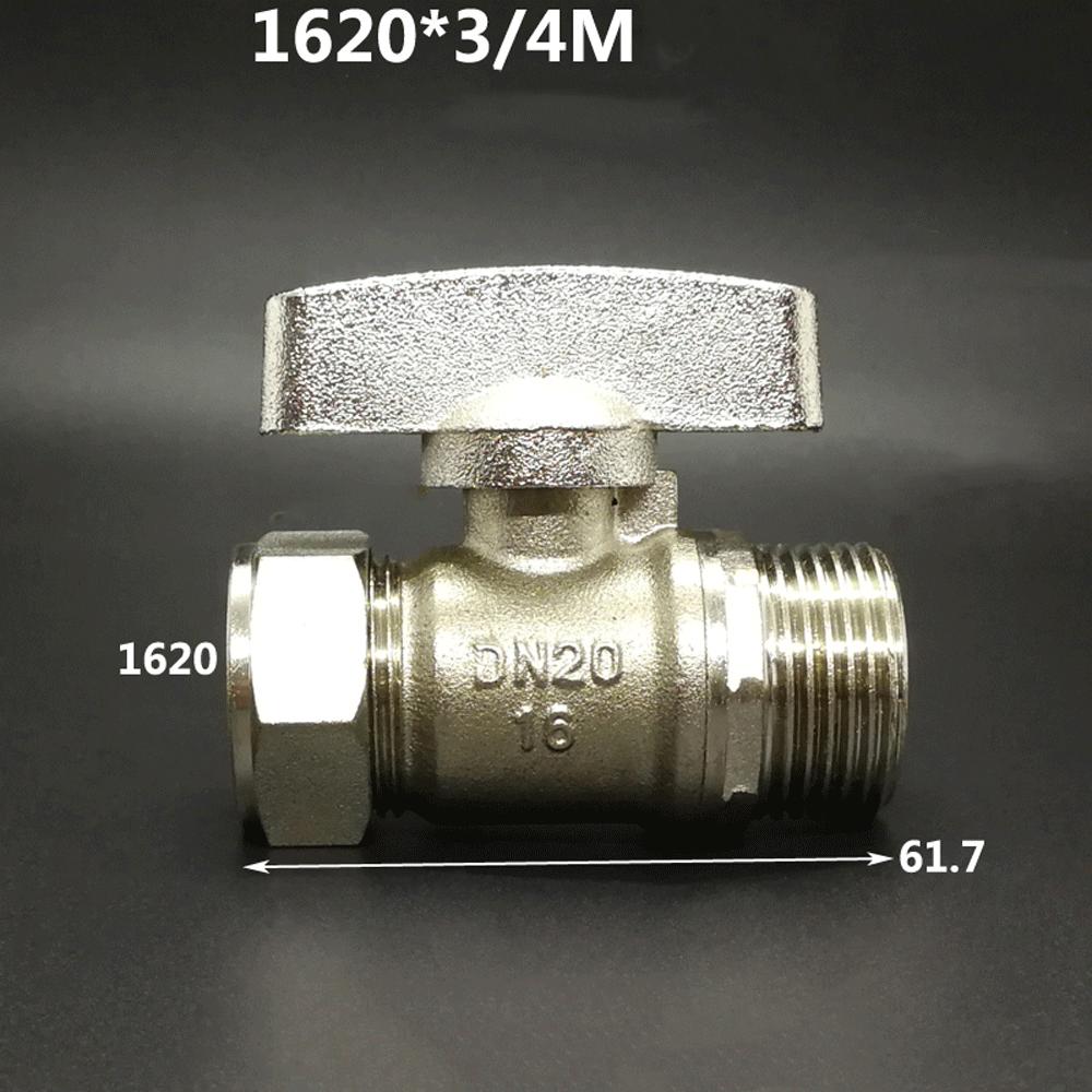 Латунный никелированный шаровой кран DN15 DN20 с наружной/внутренней резьбой 1216/1418/1620/2026/2632 Фитинг для трубы Pex Фитинги для алюминиево-пластиковой трубы