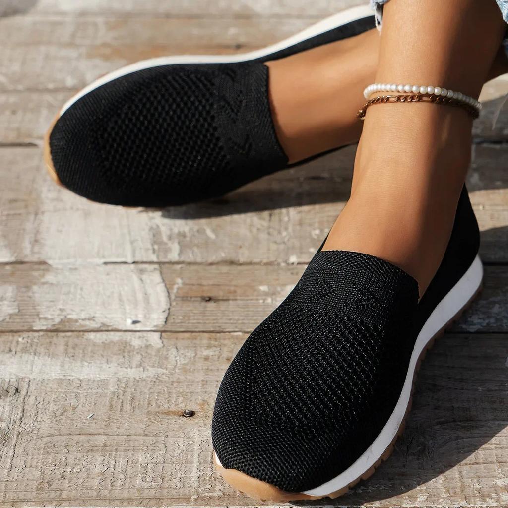 Autumn Women Shoes Knitting Sock Sneakers Women's Vulcanize Shoes Casual Breathable Sport Wedges Slip On Running Shoes