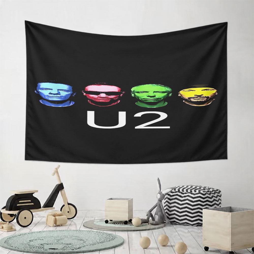 Colorful U2 Band Portrait Design Pattern Wall Hanging Tapestry Decorative Tapestry Home Decor for Bedroom and Living Room