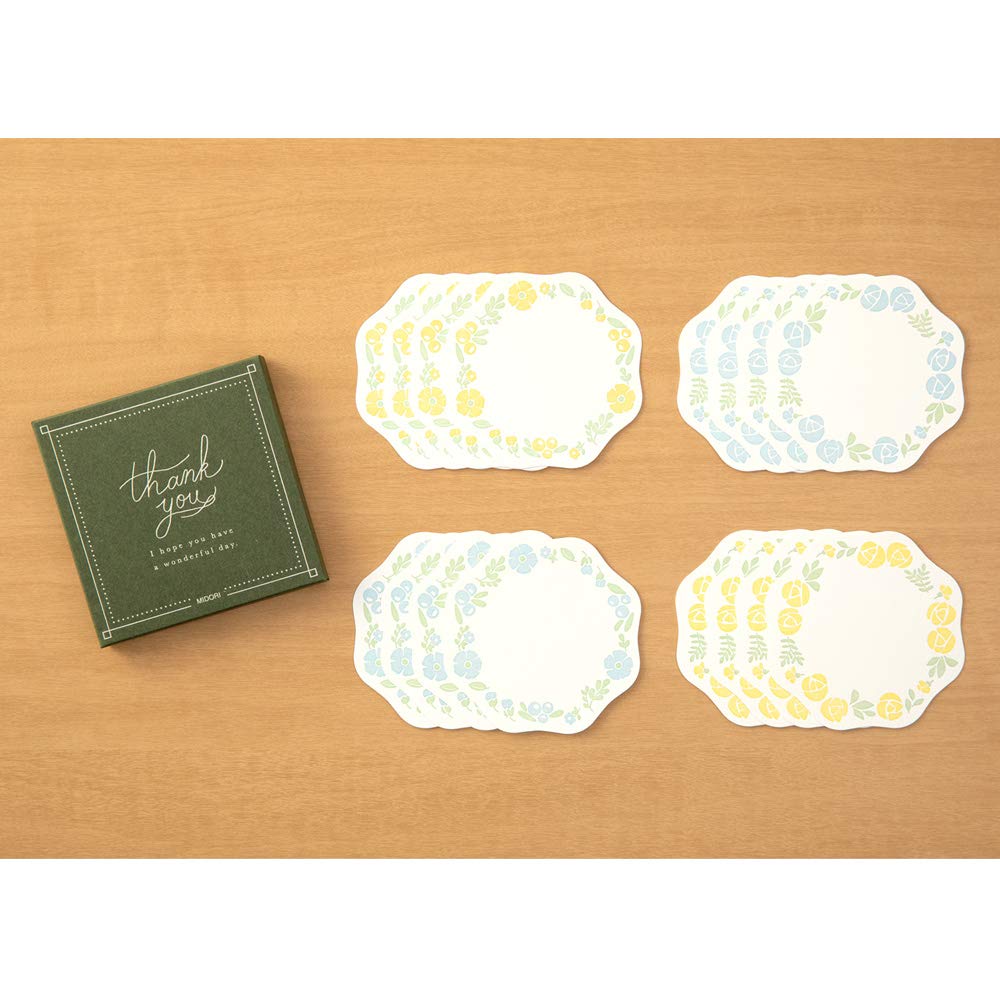 Midori Shikishi Message Card with 16 Pieces Floral Pattern 33258006