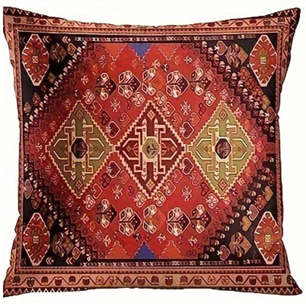 Retro Red Ethnic Style Home Decoration Pillowcase Bedroom Room Decoration Pillow Cover, Living Room Sofa Chair Cushion Cover