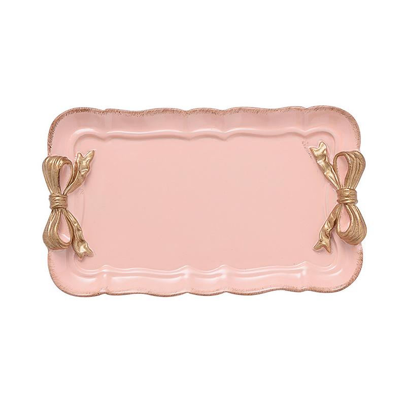 1 шт. Бант Романтическая десертная тарелка Цвет французского макарона Модный поднос из смолы с золотым покрытием