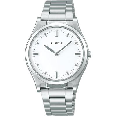 Часы Seiko SQBR019 Кварцевые Сенсорные Часы для Слабовидящих Мужские Белый Циферблат Нержавеющая Сталь
