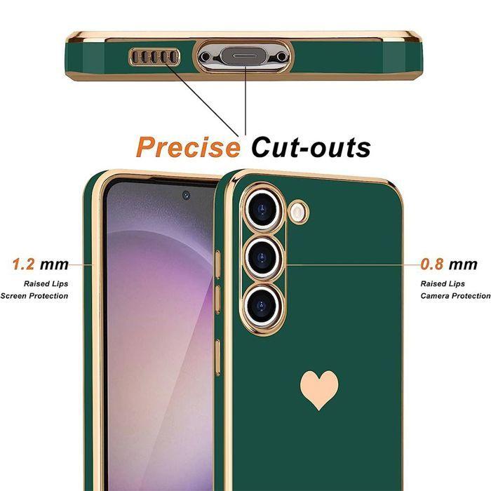Coque de Protection - BOOLING - Samsung Galaxy A07 - Silicone Motif Cœur Slim Vert Nuit - 2 Vitres