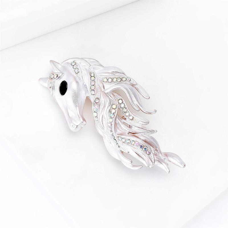 Handcraft Horse Head Brooch Portable Alloy Accessory for Casual Formal Outfits