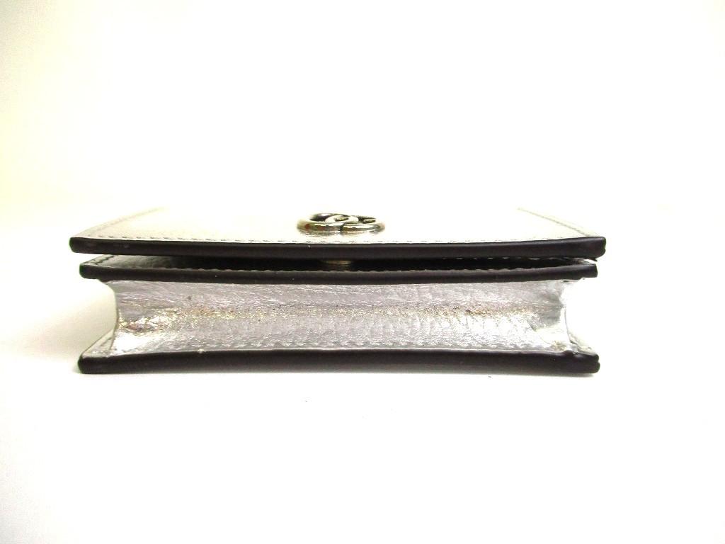 Оригинальный кошелек GUCCI GG Marmont из серебристой кожи, складной, компактный, #b125. Открытая коробка