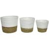 Lot de 3 pots de fleurs tressés - KSD - 13 à 20 cm - Style bohème - Blanc naturel