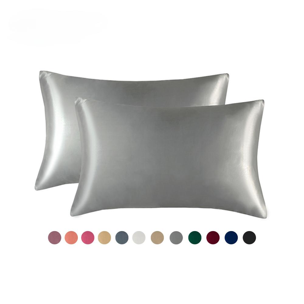 One Set Solid Color Double-sided Silk Pillowcase Mulberry Silk Ice Silk Beauty Pillowcase Single Silk Broadside Pillowcase