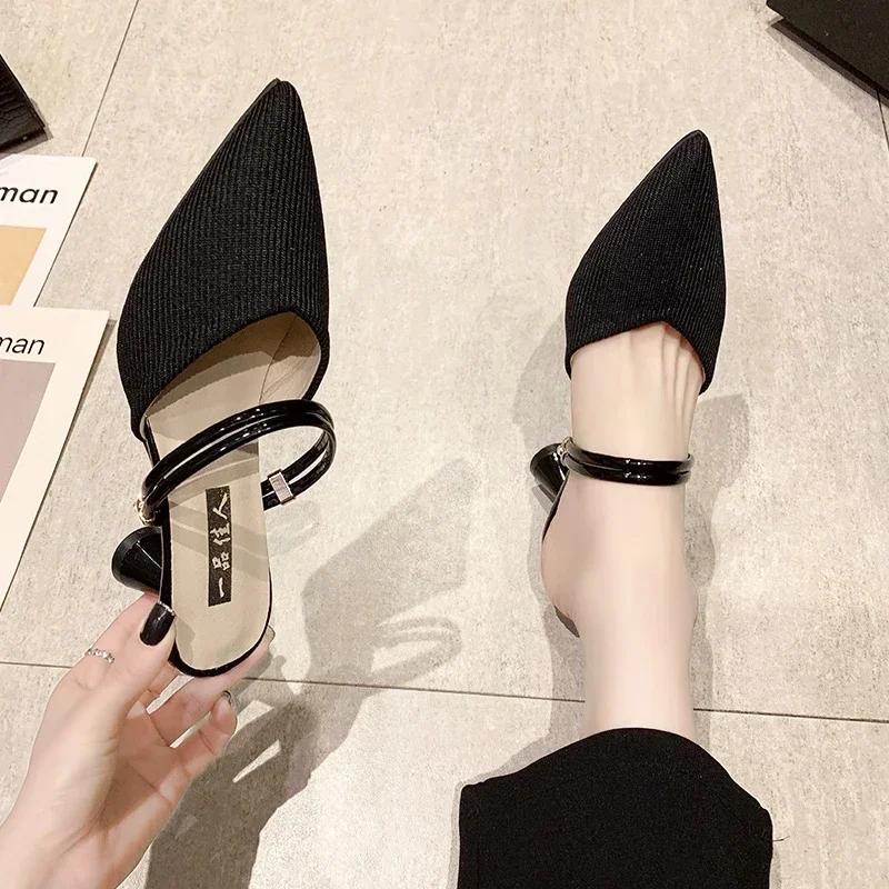 Fashion Shoes Female 2024 Hot Sale Plus Size Women's Slippers Sexy Pointed Toe Dress Slippers Women Fashion Closed Toe Heels Women