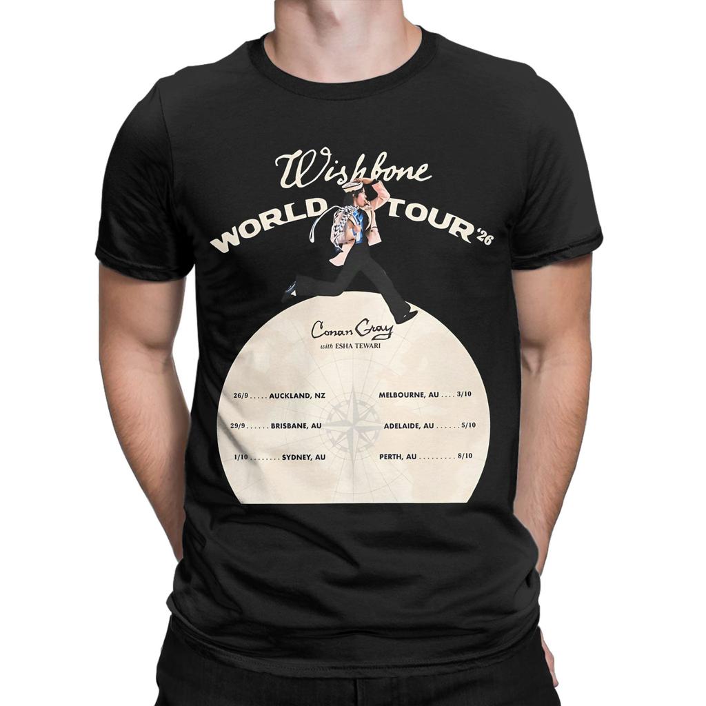 Футболки Conan Gray Wishbone World Tour Мужские Хлопковые Топы Смешные С Круглым Вырезом С Коротким Рукавом