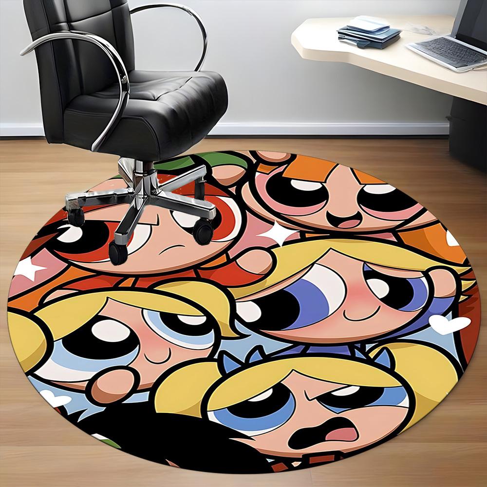 1pc Powerpuff Girls Office Round Area Rug, Under Office Chairs Bedroom Living Room Home Decor, Room Decoa1022134