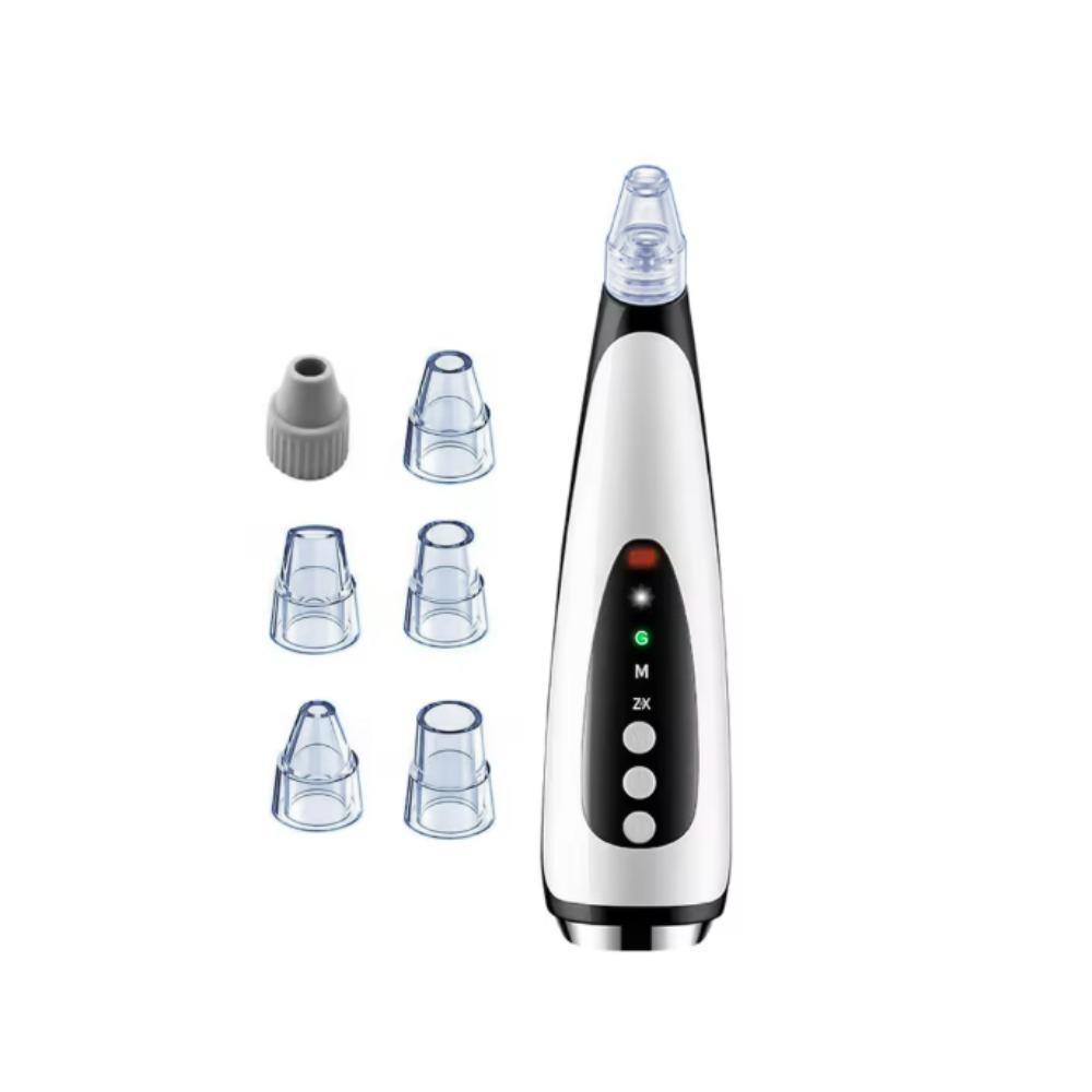 With 6 Replacement Head Electric Blackhead Remover Hot Compress Deep Cleaning Facial Pore Cleaning Device Professional