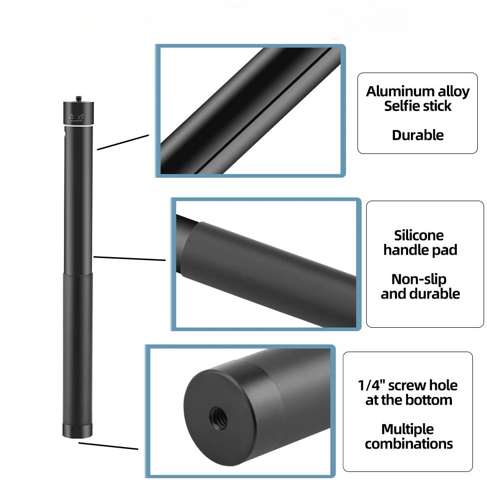 Aluminium Alloy Selfie Stick Pole Extension Monopod For GoPro Hero 12 11 10 9 8 Insta360 X4 X3 X2 DJI Osmo Action 4 3 2 Camera