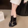 Французский темперамент высокий каблук узкие короткие ботильоны женская обувь 2025 лето коричневые остроносые маленькие ботильоны весенне-осенние ботинки