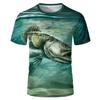 2023 Fishing Harajuku Summer 3D Printing Round Neck Shirt Street T-Shirt Hipster Beautiful Pike Fishing Art Short Sleeve T Shirt