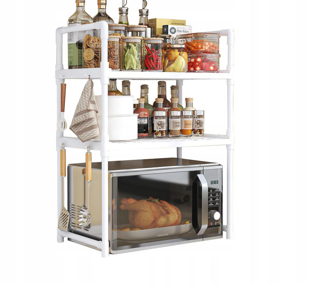 Kitchen Shelf For Microwave Organizer Cabinet White 3 Levels 48Cm Shelf