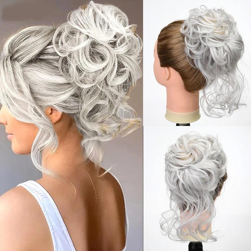 ALAN EATON Зажим для когтей, грязная булочка для женщин, синтетический волнистый вьющийся хвостик, шиньон для повседневной носки, многоцветный вариант, 10 дюймов