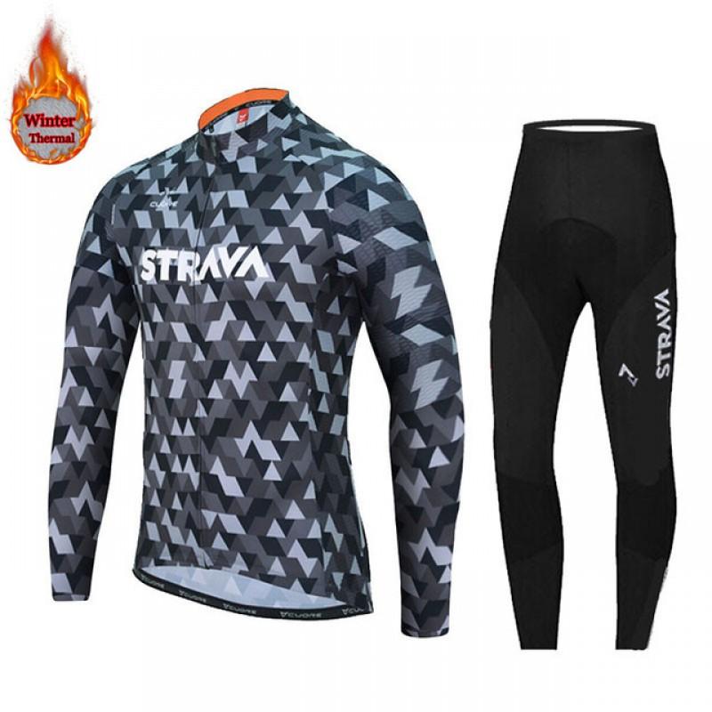 Fleece Cycling Jersey Set Mountain Road Bikes Winter Warm Long Sleeve Unisex Breathable