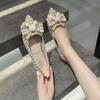 Fashion Pointed Toe with Bow Kawaii Shoes for Woman 2024 Flat Evening Women's Summer Footwear Cute Flats On Offer Quick Delivery Spring