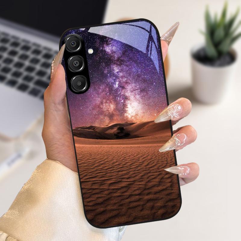 Модный Чехол Для Samsung A55 A56 Чехол A25 A26 Закаленное Стекло Чехол Для Телефона Для Galaxy A15 A35 A36 Жесткий PC Стекло Защитный Fundas