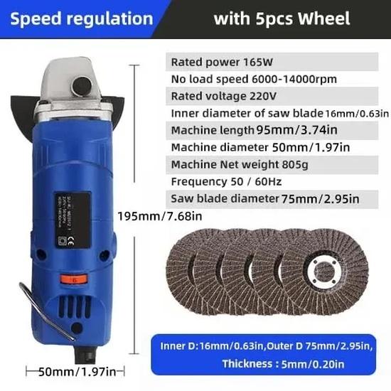 Mini Angle Grinder 6 Speed Electric Angle Grinder Polishing Machine For Cutting Diamond Metal Mini Grinding Machine