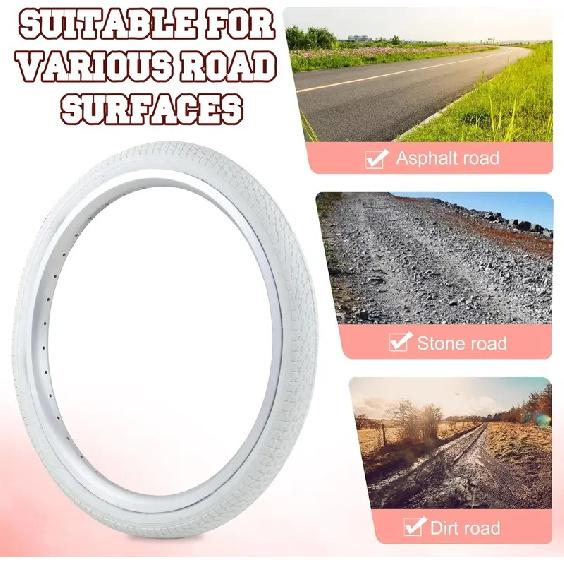 ZUKKA 20"x1.75 Белая Детская Велосипедная Шина Противоскользящая Износостойкая Прочная Замена для Детских Велосипедов и Трехколесных Велосипедов Ежедневная Езда