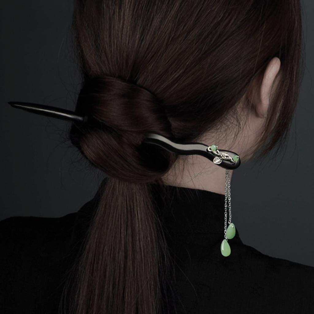 Woman Elegant Vintage Hairpin Ethnic Style Wood Hair Chopstick Elegant Hairpin for Thick Hair Styling Decoration