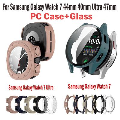 Чехол для ПК + стекло для Samsung Galaxy Watch 7 44 мм 40 мм Ultra 47 мм аксессуары защитный чехол с защитой экрана Shell Cover