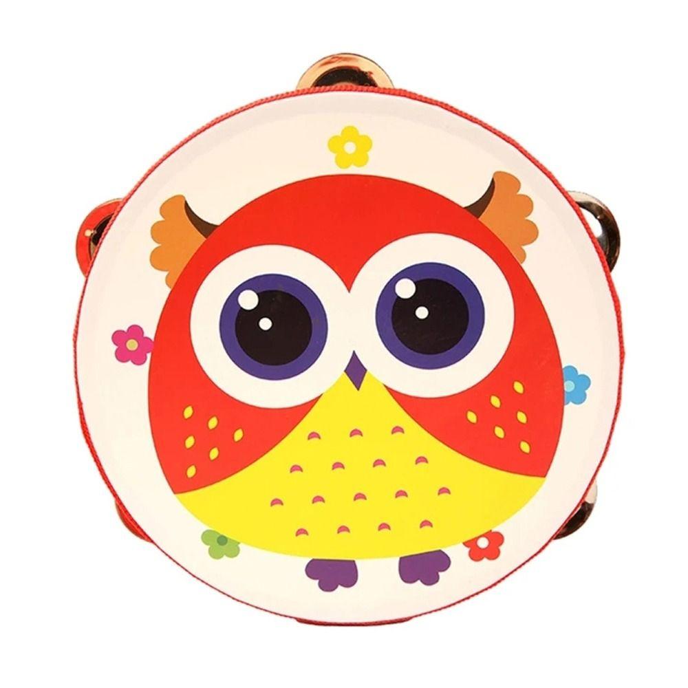 Music Toys Tambourine Cartoon Pattern Kids Bell Drum Children Hand Drum Baby Gifts