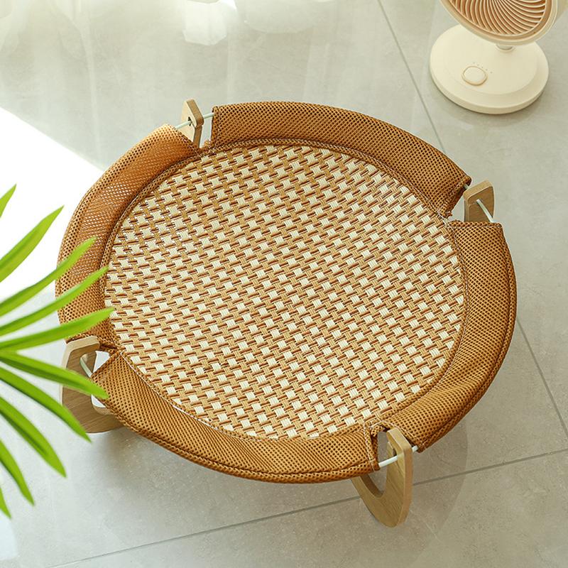 Летняя кошачья кровать, дышащая крутая кровать для котенка, деревянный гамак для кошек, коврик для домашних животных, спальная кровать