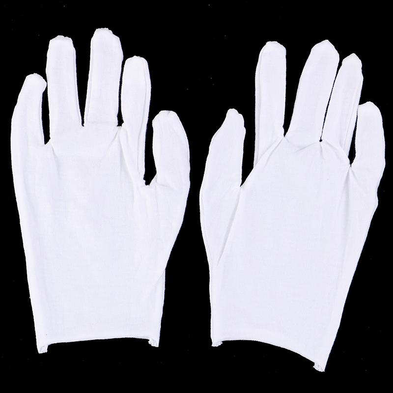 6 Pairs White Gloves Cotton Soft Thin Coin Jewelry Silver Inspection Work Gloves