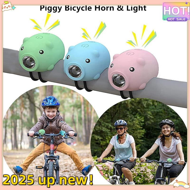 Classy-Bicycle Children Cartoon Pig Bike Light Type-C Rechargeable Cycling Accessories Piggy Headlight