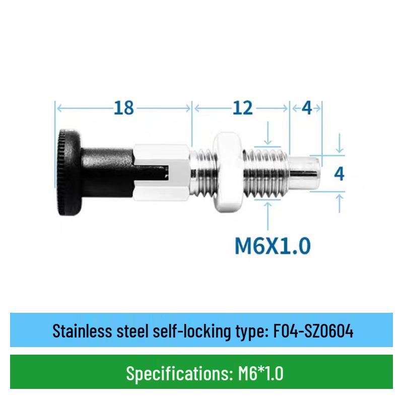 Stainless Steel Self-Locking Plunger with Coarse Thread and Pull Ring
