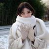 Mary Korean version of mohair plaid scarf women's winter sea salt milk coffee blue thickened atmosphere warm student shawl scarf