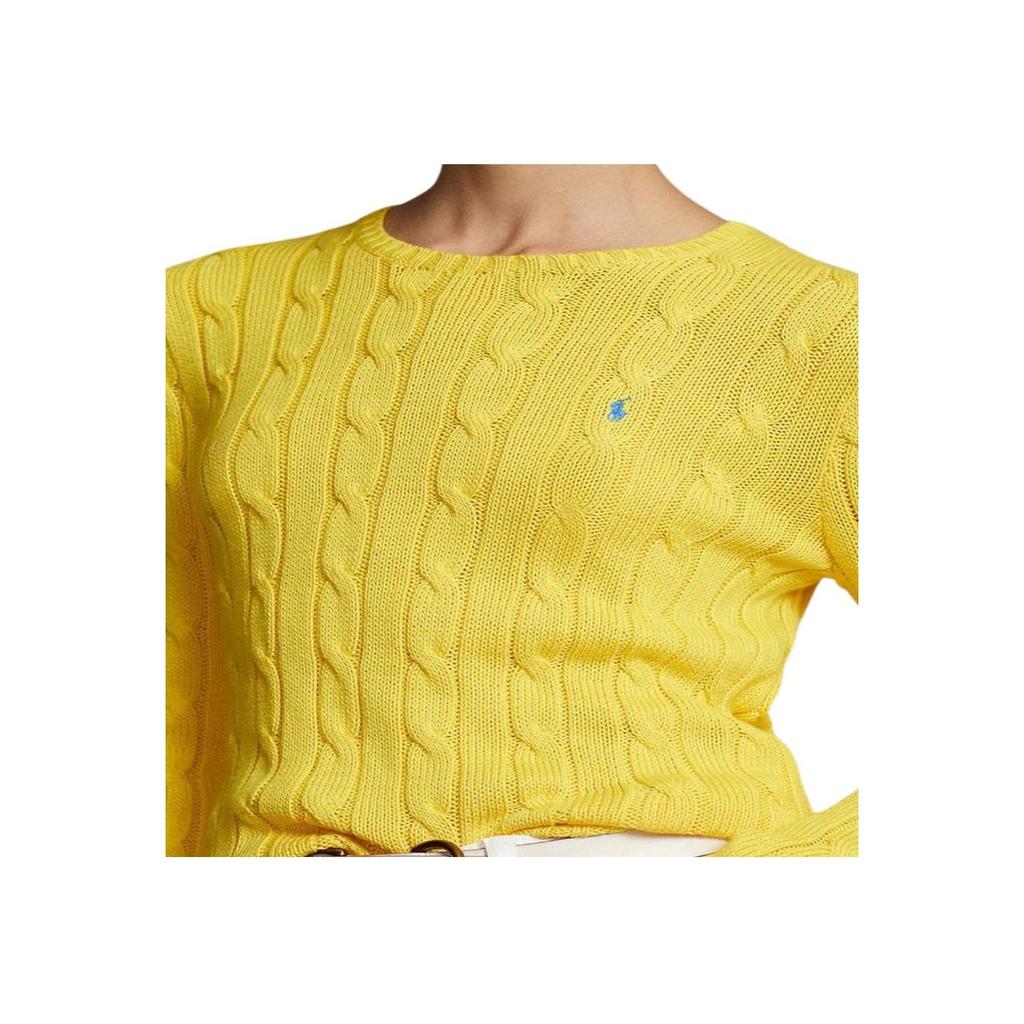 Polo Ralph Lauren SS23 Solid Color Embroidered Cable Knit Sweater Women Sweater Yellow 211891640-007