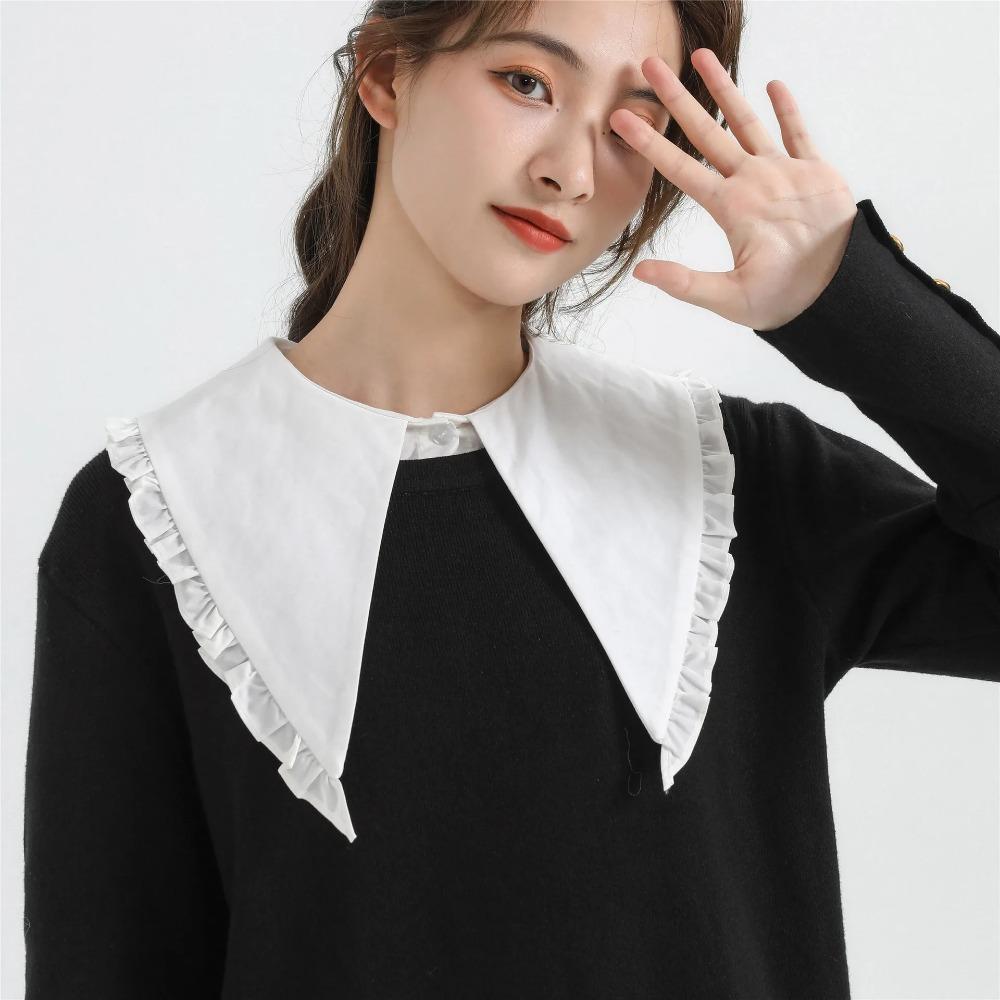 Female Shirt Detachable Doll Fake Collar Shawl for Women Big Lapel False Collar Shoulder Wrap Bowknots Lace Necklace Mini Cape