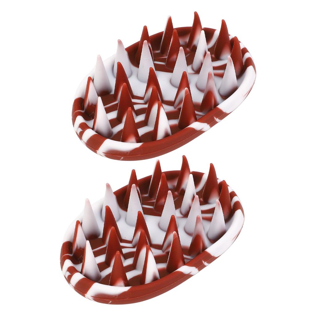 2pcs Brown White Scalp Scrubber Oval Shape Elastic Wide Long Teeth Scalp Exfoliator Shampoo Brush