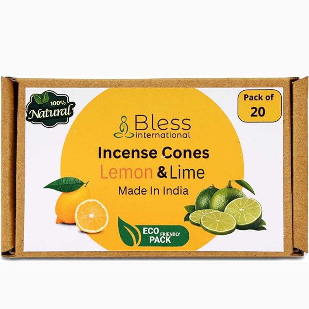 BLESS INTERNATIONAL Лимон и лайм 100%-натуральные-благовония-конусы-ручной работы-обработанные вручную-органические-без-химии-для-очищения-релаксации-позитивности