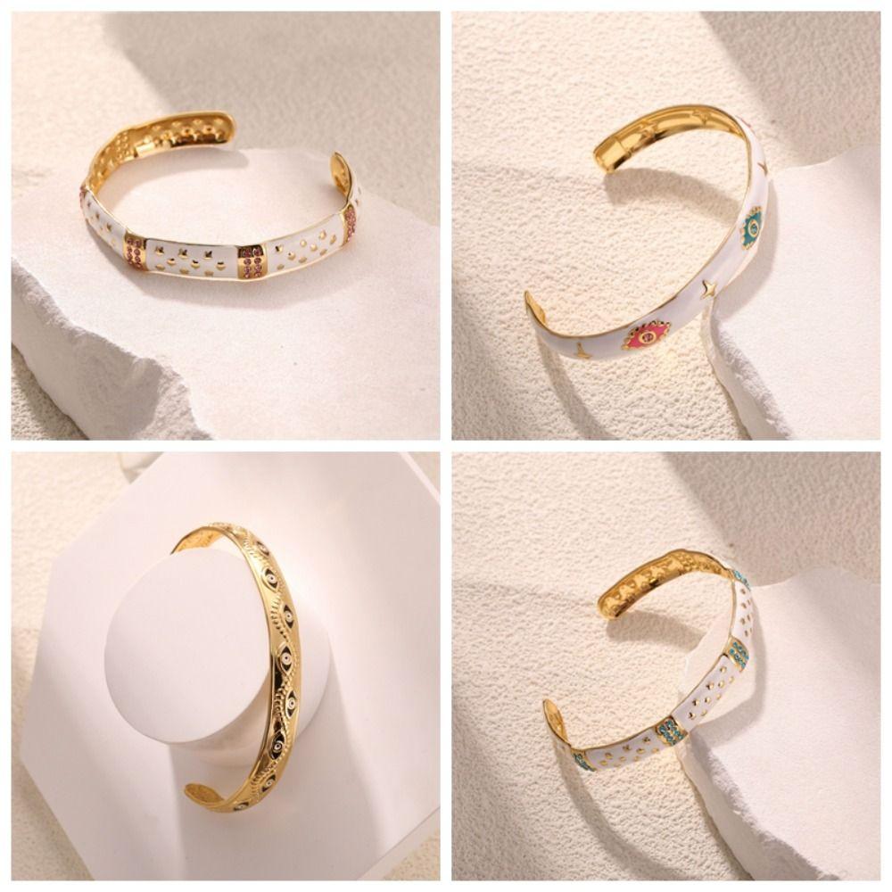 Pink Green Rhinestone Women's Bangle Devil's Eye Demon's Eye Bracelets Cuff Bracelet Girls Gift