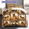 Cute Flower Puppy Pattern Bedding,Quilt Set Quilt Cover Pillowcase Home Birthday Gift (1 * duvet cover + 2 * pillowcase, without core)