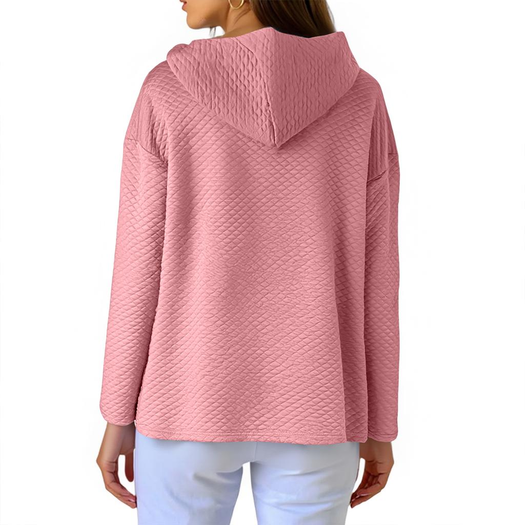 Женский свободный модный кардиган с длинным рукавом и капюшоном, куртка-толстовка в клетку и однотонная