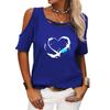 Women Fashion Off Shoulder T-shirt Ladies Casual O Neck Print Top Summer Short SleeveTee Shirt