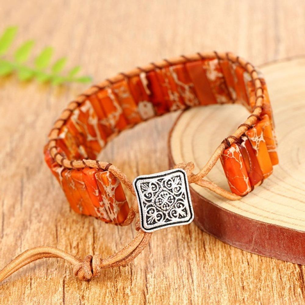 Charm Beads Braided Bracelets Colorful Bohemian Style Bangle Trendy Rainbow Stone Bracelet  Women