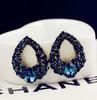 New Natural Fashion Blue Zircon Water Drop Diamond Sapphire Fashion Stud Earrings Summer Style Pendientes