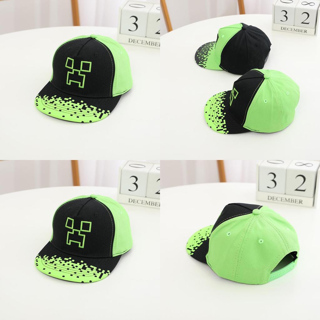 Minecraft Pattern Kids Baseball Cap With Sunshade Wide Brim For Summer Sun Protection